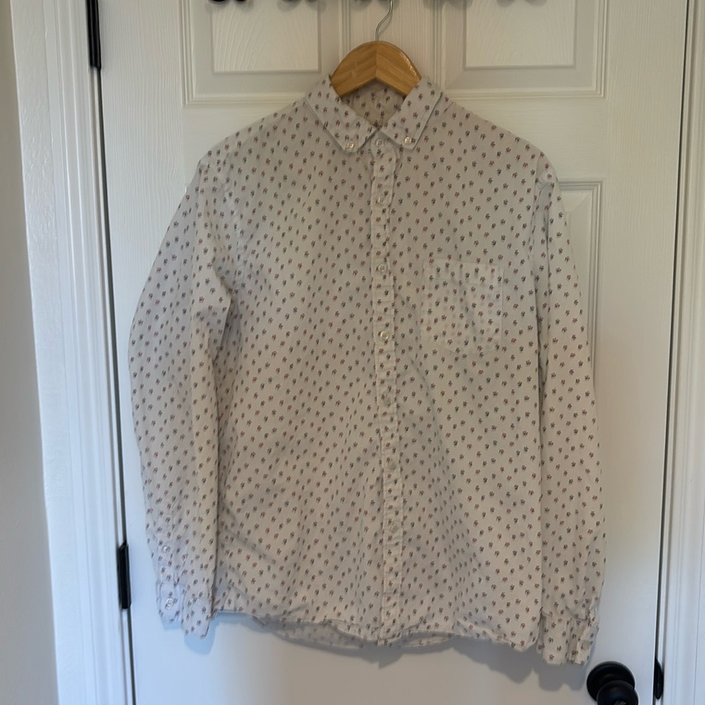 Express Size Large Tall - Floral Pattern Long Sleeve Button Up Shirt